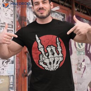 Rock Music Skeleton Vintage Hand Sign 80s Guitarist Shirt