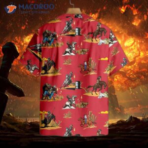 Rodeo Seamless Pattern Hawaiian Shirt, Red Version; Texas Native Western Shirt; Proud Shirt For