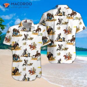 Rodeo Seamless Pattern Hawaiian Shirt White Version, Texas Native Western Shirt, Proud For