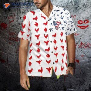 rooster american flag hawaiian style shirt 0