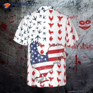 rooster american flag hawaiian style shirt 1