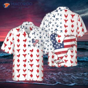 rooster american flag hawaiian style shirt 2