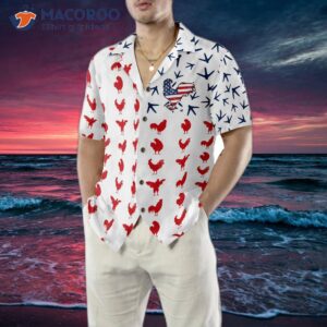 rooster american flag hawaiian style shirt 4