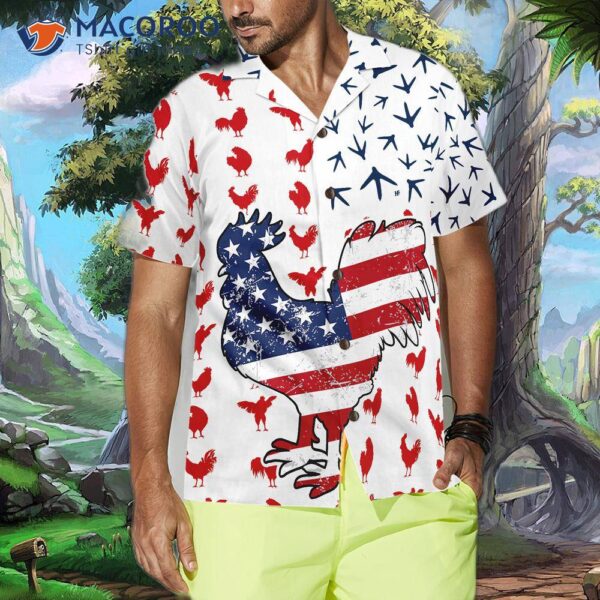 Rooster American Flag Version 2 Hawaiian Shirt