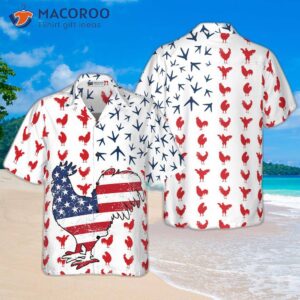 rooster american flag version 2 hawaiian shirt 2