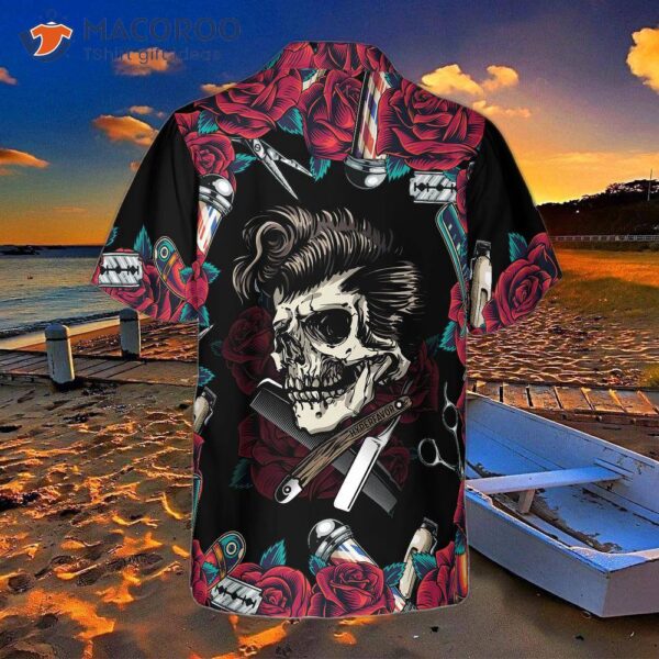 Rose And The Barber Skull Hawaiian Shirt