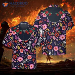 rose dancing skeleton dia de los muertos hawaiian shirt day of the dead gift shirt 0