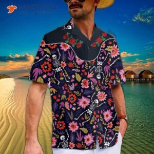 rose dancing skeleton dia de los muertos hawaiian shirt day of the dead gift shirt 3