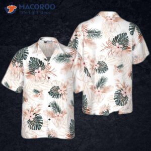 rose gold tropical palm leaf hawaiian shirt 0