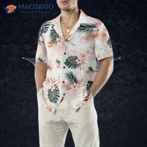 rose gold tropical palm leaf hawaiian shirt 2