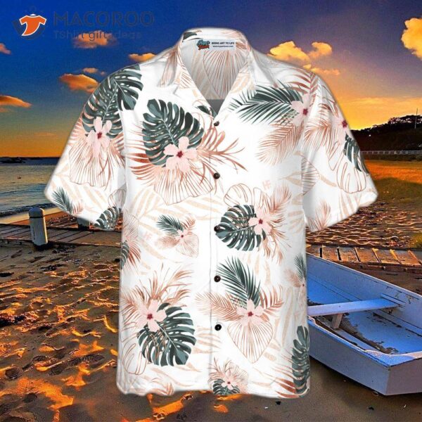 Rose-gold Tropical Palm-leaf Hawaiian Shirt