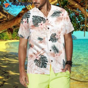 rose gold tropical palm leaf hawaiian shirt 4