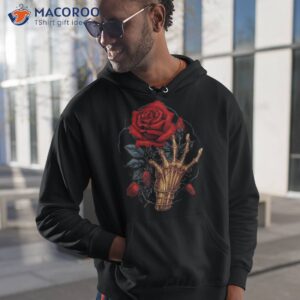 rose skeleton skull hand red flower shirt hoodie 1 1