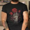 Rose Skeleton Skull Hand Red Flower Shirt