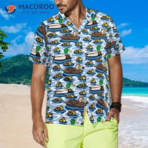 rouen duck family swimming hawaiian shirt arctic blue pond texture print 2