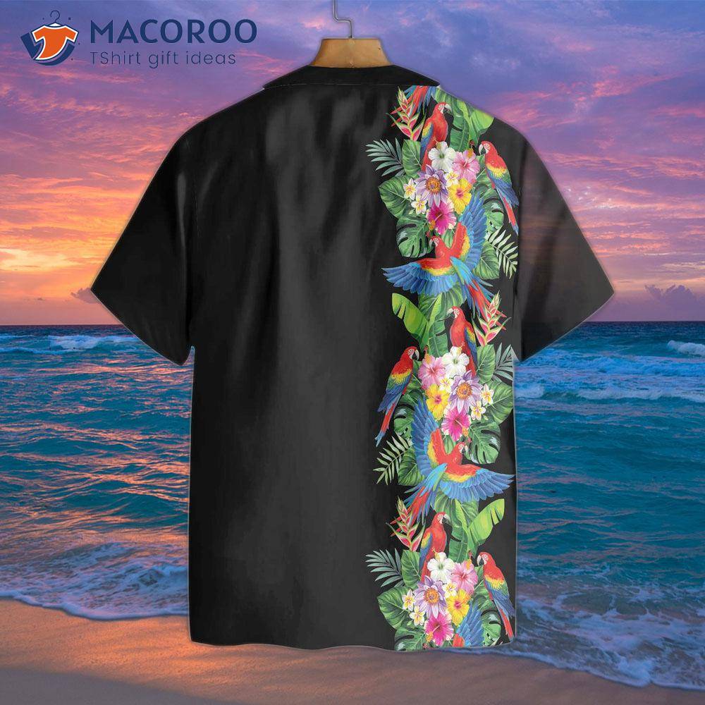 s Aloha Shirt With Bird Of Paradise And Hibiscus Hawaiian Print