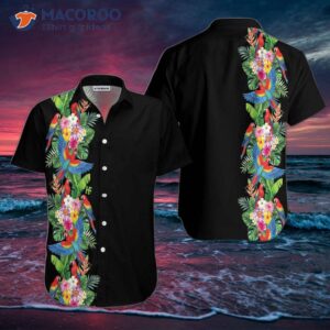 ‘s Aloha Shirt With Bird Of Paradise And Hibiscus Hawaiian Print