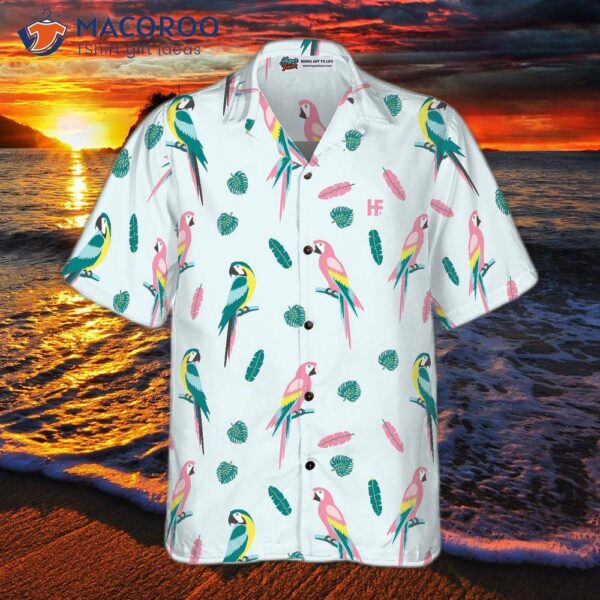 ‘s Parrot And Exotic Leaves Hawaiian Shirt