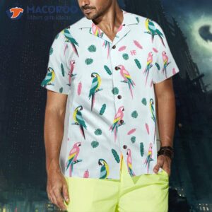 s parrot and exotic leaves hawaiian shirt 3