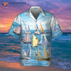 sailing boat hawaiian shirt short sleeved sailboat unique nautical shirt 2