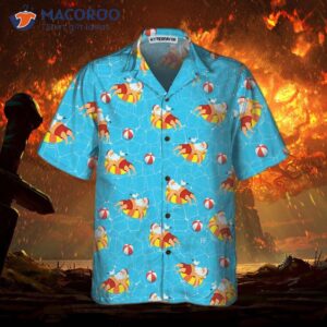 santa claus in swimming pool pattern hawaiian shirt funny gift for christmas 2