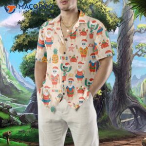 santa claus on sandy beach hawaiian shirt funny christmas gift for 3