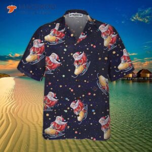 santa claus riding a snowmobile christmas hawaiian shirt funny shirt for 2