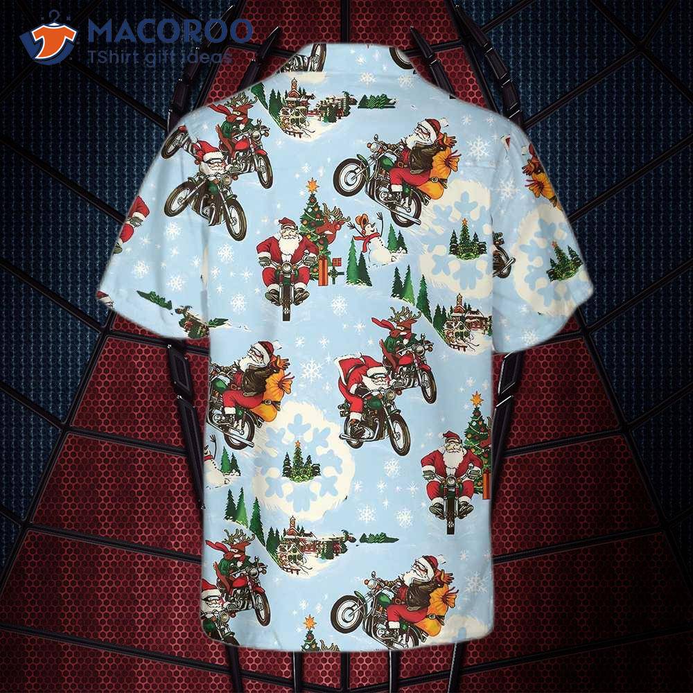Santa On Motorcycle Hawaiian Shirt, Funny Claus Best Gift For Christmas Santa On Motorcycle Hawaiian Shirt, Funny Claus Best Gift For Christmas