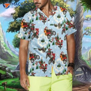 Santa On Motorcycle Hawaiian Shirt, Funny Claus Best Gift For Christmas 3 santa on motorcycle hawaiian shirt funny claus best gift for christmas 3