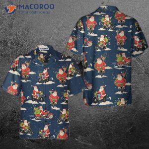 santa riding motorcycle christmas hawaiian shirt for best gift 0