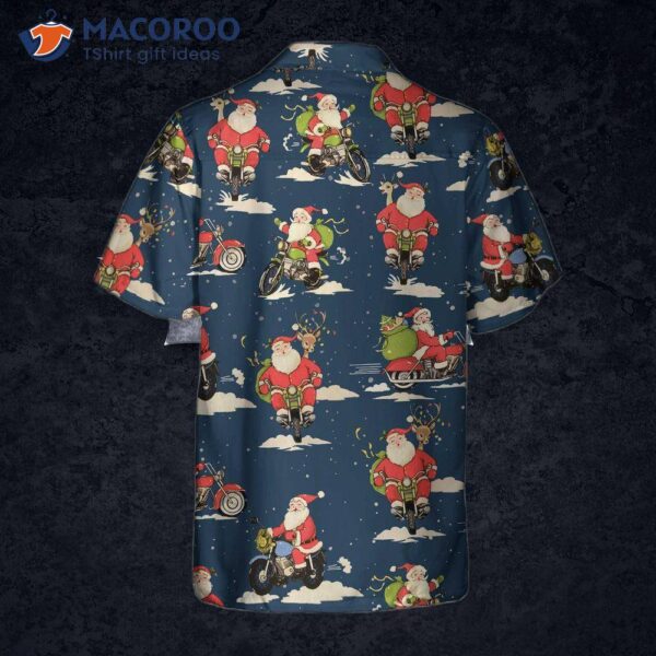 Santa Riding Motorcycle Christmas Hawaiian Shirt For , Best Gift