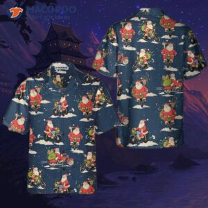 santa riding motorcycle christmas hawaiian shirt for best gift 3