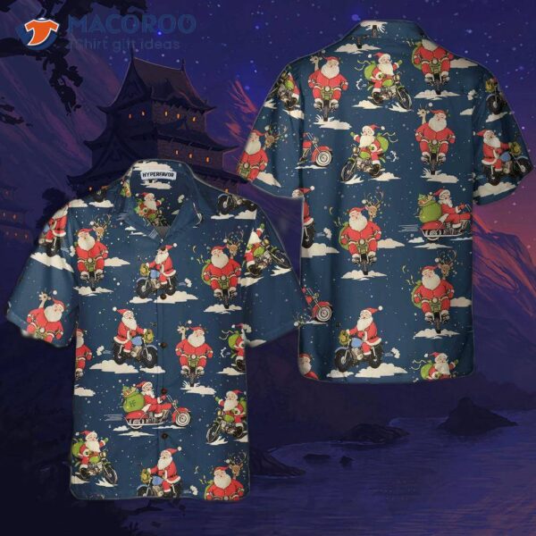 Santa Riding Motorcycle Christmas Hawaiian Shirt For , Best Gift