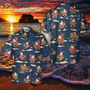 santa riding motorcycle christmas hawaiian shirt for best gift 4