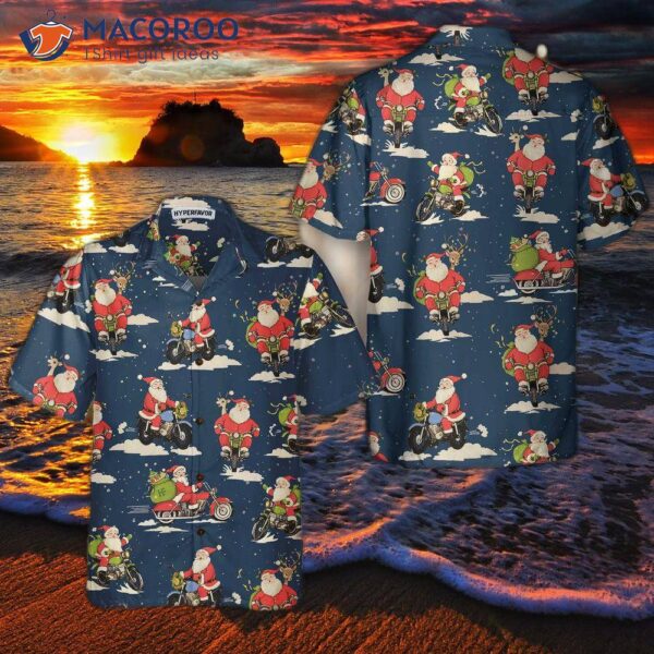 Santa Riding Motorcycle Christmas Hawaiian Shirt For , Best Gift