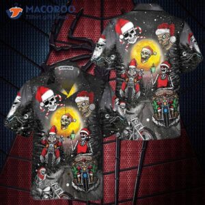 santa skeleton merry christmas hawaiian shirt funny motorcycle skull biker gift for 0