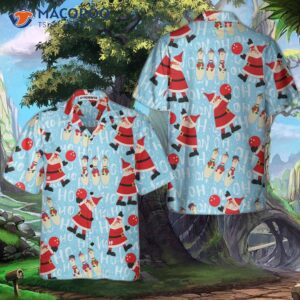 santa with a bowling ball christmas hawaiian shirt funny claus best gift for 0