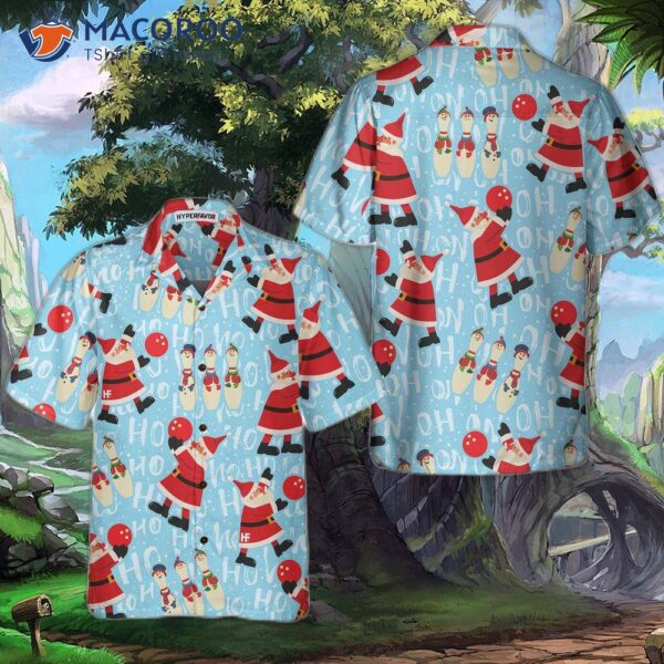 Santa With A Bowling Ball Christmas Hawaiian Shirt, Funny Claus Best Gift For