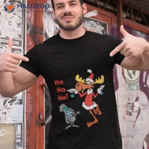 santa with baubles rocky and bullwinkle shirt tshirt 1