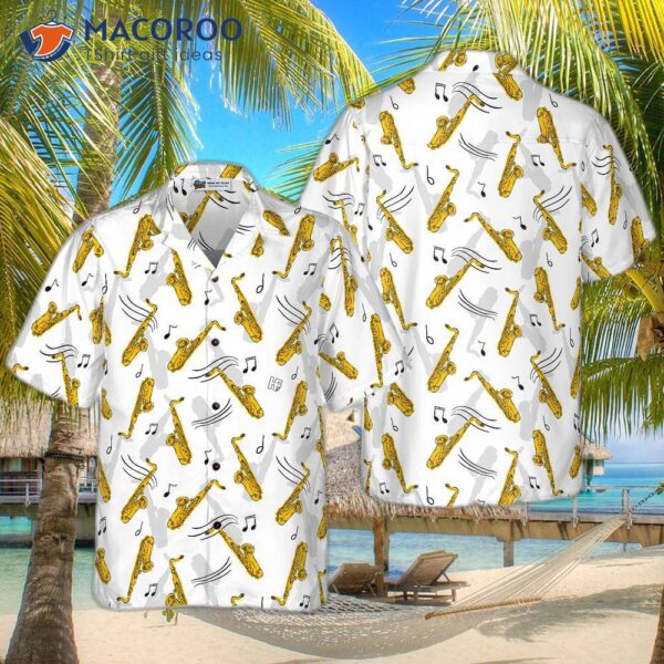 Saxophone Seamless Pattern Hawaiian Shirt