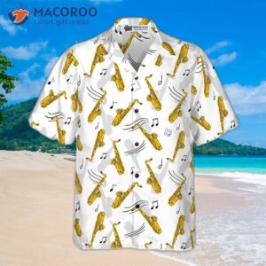 saxophone seamless pattern hawaiian shirt 3