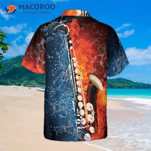 Saxophone With Water And Flame Hawaiian Shirt