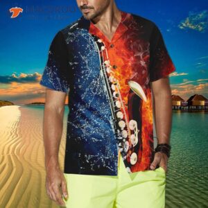 saxophone with water and flame hawaiian shirt 2