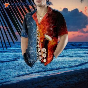 saxophone with water and flame hawaiian shirt 4