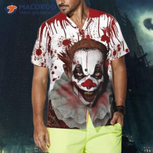 scary halloween clown faces on a hawaiian shirt 2