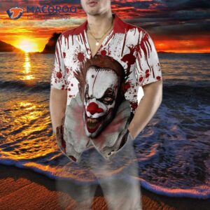 scary halloween clown faces on a hawaiian shirt 4