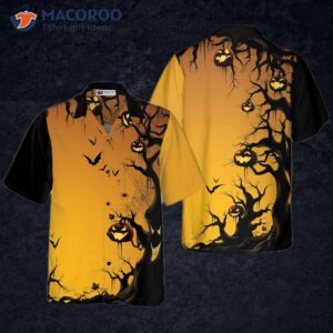 scary halloween tree hawaiian shirt 0