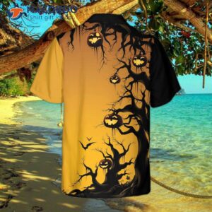 scary halloween tree hawaiian shirt 1