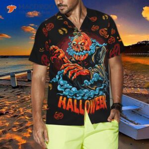 scary pumpkin hawaiian shirt for halloween night 2