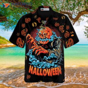 scary pumpkin hawaiian shirt for halloween night 3